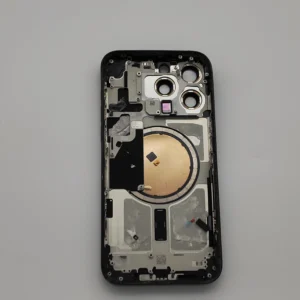 Gehäuse für iPhone 15 Pro Titan Schwarz Akkudeckel Glas Rückseite Backcover Rahmen Vormontiert